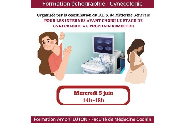 formation à l’échographie aux urgences gynécologiques le mercredi 5 Juin de 14h à 18h