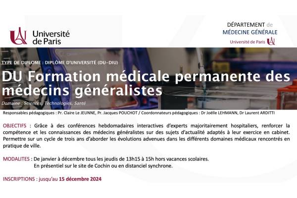 DU Formation médicale permanente des médecins généralistes