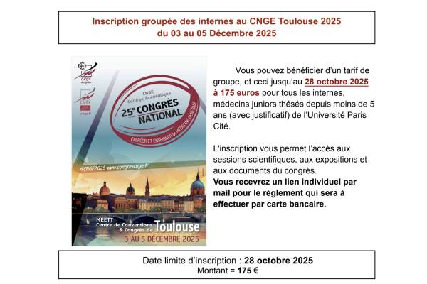 Inscriptions groupées congrès du CNGE 2025